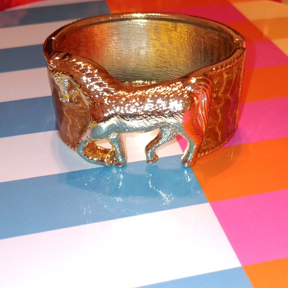 Gold and Silver Horse Cuff Bracelet (A)